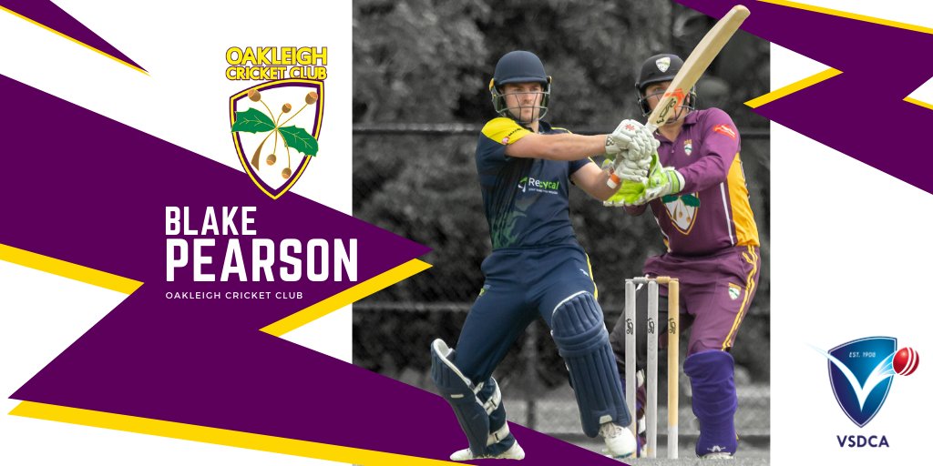 <a href="/OakleighCC/">Oakleigh CC</a> welcomes back inaugural Hatch Shield Premiership Captain, <a href="/BlakePearson32/">Blake Pearson</a>, following a glittering career at <a href="/PortMelbourneFC/">Port Melbourne FC</a> &amp; <a href="/MelbCC/">Melbourne CC</a>. 

An explosive middle order bat &amp; medium pacer, the club is rapt to have Blake back in the #purpleandgold for season 2020/21.