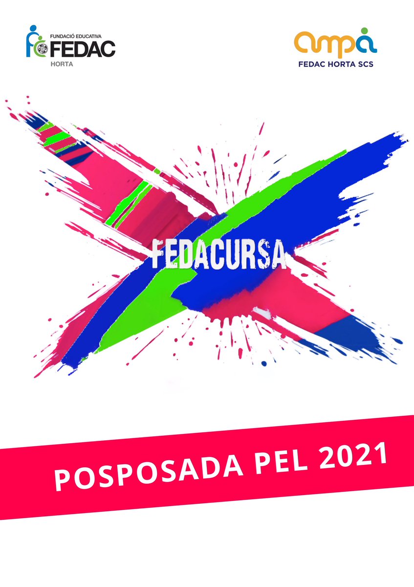 fedacursaxtrem's tweet photo. La #comissió de la @fedacursa.xtrem de @ampa.fedac.horta.scs de l’escola @fedachorta informa que:                     
➡️ La 6a edició de la cursa 2020 prevista pel #14dejuny, queda #cancel·lada arran de l’actual conjuntura derivada del Coronavirus SARS-CoV-2. https://t.co/nAS3pCc3RW