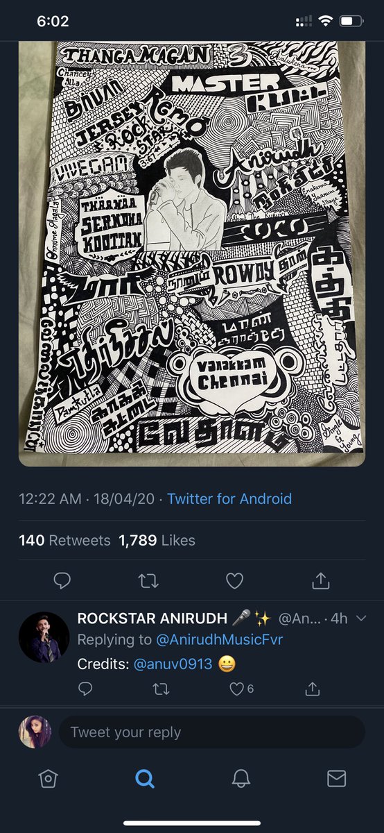 anuv0913's tweet photo. Thanks a lot @anirudhofficial for the recognition and appreciation... This Means a lot to me❣️the actual fan moment was this... It's a big day for me❤️ almost a dream come true 🥳🥳 https://t.co/rgzcC2u5rR
