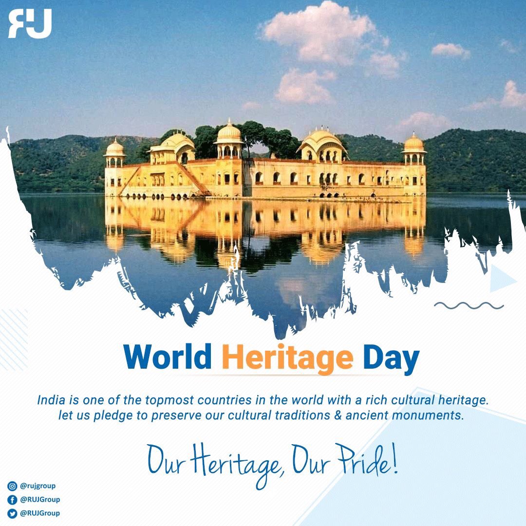 RUJGroup's tweet photo. India is one of the topmost countries in the world with a rich cultural heritage. let us pledge to preserve our cultural traditions &amp; ancient monuments. 

#WorldHeritageDay #HeritageDay #Heritage #OurHeritage #OurPride #RujGroup #RsIndia #BSDU #Rufil #India #JaipurCity #JalMahal https://t.co/gmSqvIVGtM