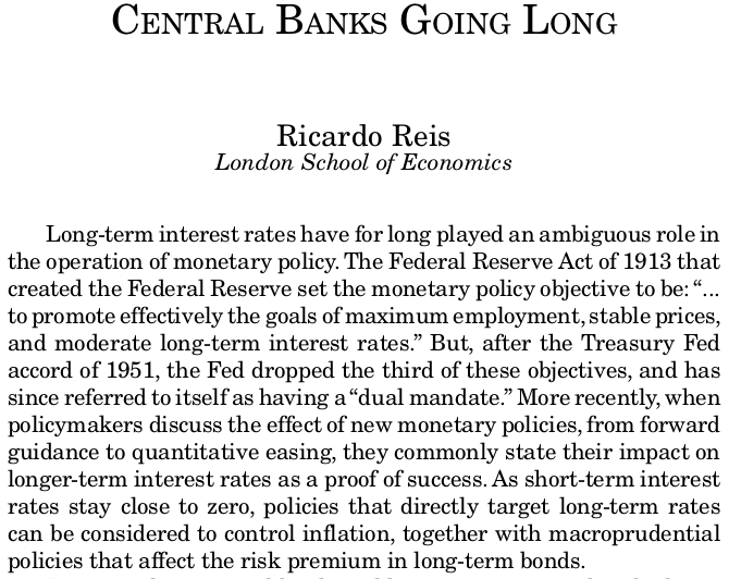 Case 1, common after wars: The CB has a ceiling on LT interest rates to make paying the debt outstanding cheaper. This was the case in US in second half of 1940s. We will have inflation and/or deflation, no longer an inflation target or anchoring[8/12] https://bit.ly/2XKL2DB 