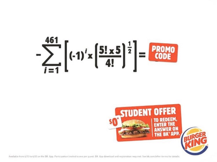 NatachaRouyer's tweet photo. Quand Burger King incite les élèves à travailler leurs maths afin de se voir offrir un Whopper à la réouverture ! 

#burgerking #genuis #marketingnumrique https://t.co/HyhUUOi3UN