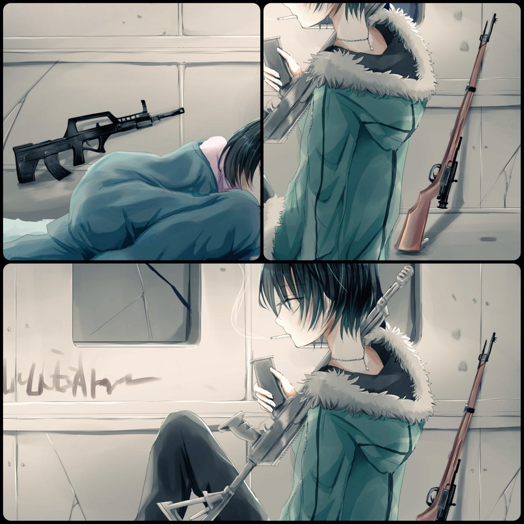 RT、♥ありがとうございます…!!✨
銃描くの楽しいですね…
この場合の「見張り」は彼女の安眠の為に男の子が周囲や外を見張っているということになります。 