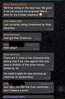 Nick_Russell__'s tweet photo. Ex RFC player Dave MacKinnon, now Morton chief exec, batting for the SPFL. Of course, Morton have just received their hand out.
MacKinnon, chiming with Fraser Wishart (also ex Ranger) says the league’s proposal was the only way money could be distributed to smaller clubs. Wrong. https://t.co/G30Qb3EZol