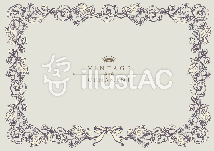 Sakedon ストックイラスト投稿中 Na Tviteru イラストac にビンテージシリーズを追加 ビンテージリボンと植物の組み合わせフレームなど T Co Cufamilbsj