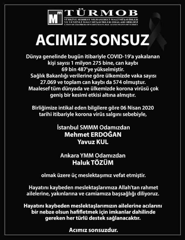 #MücbirSebepGenişletilsin 
Bakın bu 14 Günde Önce Vefat Etmiş Meslektaşlarımızın Duyurusu.Artarak gidiyor.
Bu işleri yine biz yapacağız. Sürece de destek oluruz ama bu Mücbir Sebep Karmaşası lütfen bitsin. 
Bu Meslektaşlarımız hak ettiği değeri göremeden çalışırken Virüsten Öldü.