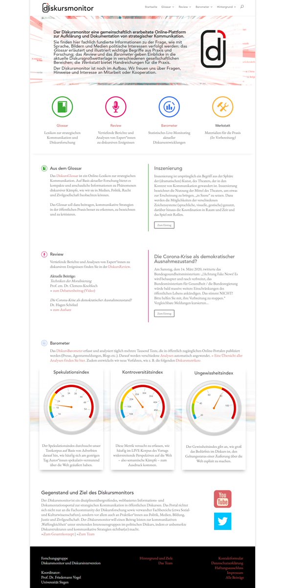 diskursmonitor's tweet photo. Wir sind ONLINE 👨💻 https://t.co/K7OgUHoM7q
Unsere wachsende Online-Plattform "zur Aufklärung und Dokumentation von strategischer Kommunikation" bietet Euch verschiedene Ressourcen an.
Folgt uns und erfahrt mehr ...
#Glossar #Korpora #Vorträge #Diskursanalysen #COVID19 https://t.co/TLgfV8Zsrm