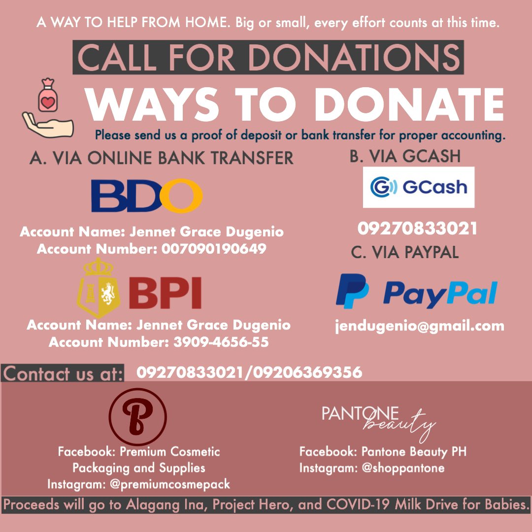 shoppantone's tweet photo. PROGRESS UPDATE: As of 1PM today, we have already gathered a total of PHP 11,148.87. Continue to HELP US raise funds to support less fortunate babies and mommies in this currently imposed ECQ. 💙

WAYS TO DONATE 👇🏻 https://t.co/VCT62CZZLx