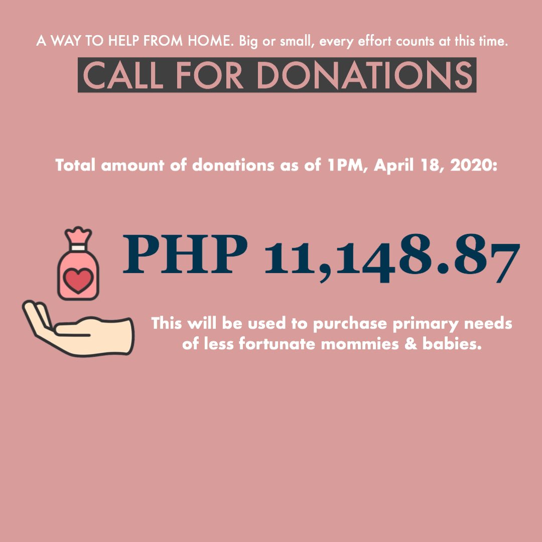 shoppantone's tweet photo. PROGRESS UPDATE: As of 1PM today, we have already gathered a total of PHP 11,148.87. Continue to HELP US raise funds to support less fortunate babies and mommies in this currently imposed ECQ. 💙

WAYS TO DONATE 👇🏻 https://t.co/VCT62CZZLx