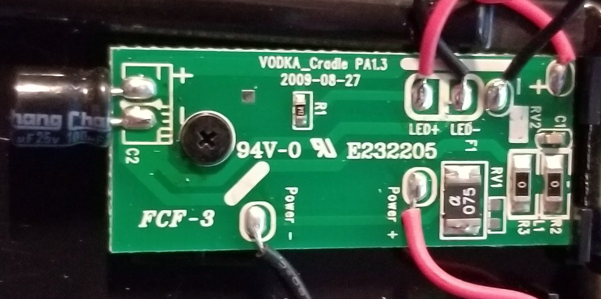 so it's got the main PCB which is the "VODKA_CRADLE PA1.3" from 2009-08-27.Just some resistors and a capacitor