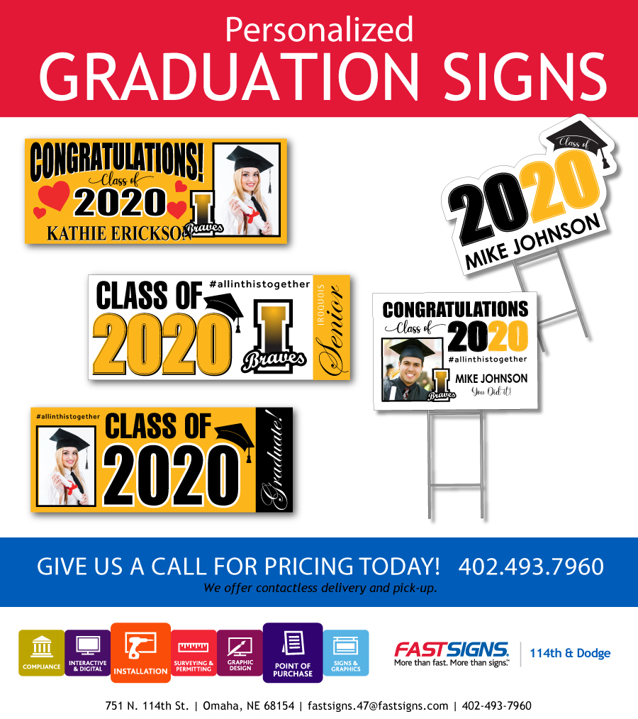Looking for ways to celebrate your 2020 graduate?
We have options for you! And a contest for one lucky grad!

Follow us and tag/RT your favorite 2020 graduate to enter their name for a chance to win a custom graduation sign package. Contest ends May 1st.
