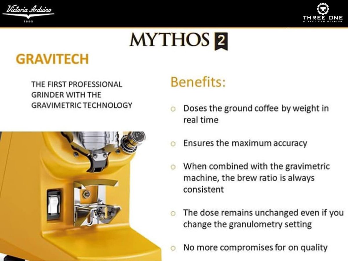 threeonecoffee's tweet photo. No need to check the dose when changing grind sizes! Whether fine or coarse, dosing is always accurate with #Mythos2 #Gravimetric technology which delivers the dose of ground coffee by weight!
#ThreeOneCoffee #VictoriaArduino #MythosTwo #MythosGrinder #ClimaPro #GrindByWeight https://t.co/vuoaZTJETo