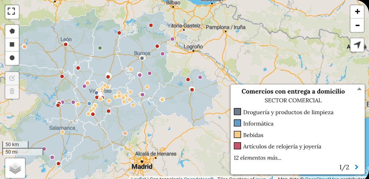 MeseguerYebra's tweet photo. El equipo de @transparencia de @jcyl pone en marcha, en colaboración con nuestros compañeros de comercio y consumo, un mapa de comercios que reparten a domicilio en la Comunidad. Muy útil para quienes no pueden salir y para cumplir mejor con la recomendación de cuarentena social https://t.co/jrBfyG3RLN