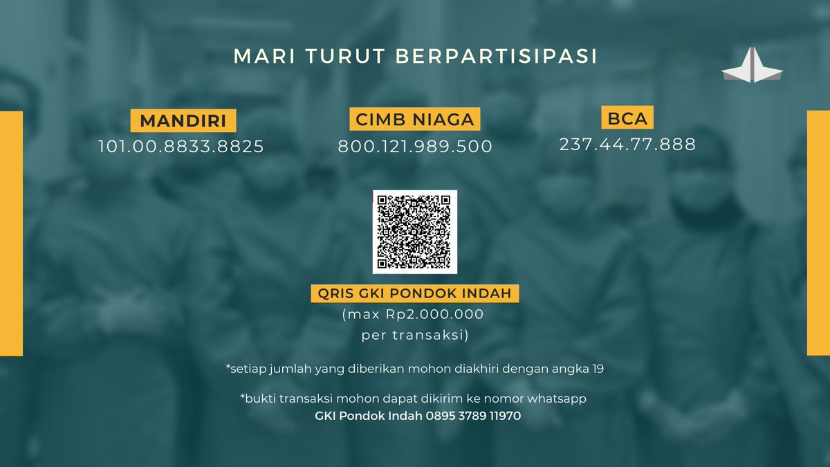 GKIPI's tweet photo. #DiRumahAja bukan berarti gak bisa #BerbagiDariJauh yuk ikutan Dompet Kemanusiaan dan Aksi Paska @GKIPI untuk RS PGI Cikini dan Pelayanan Kemasyarakatan lainnya. God bless https://t.co/j5gXvglR2v