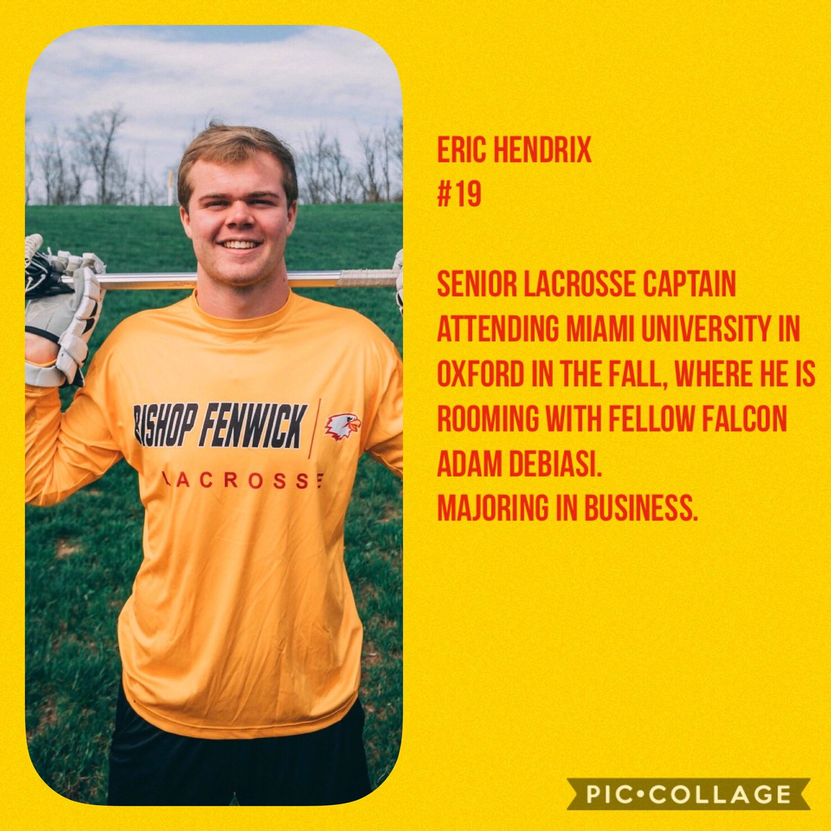 Fenwick Lacrosse (@bfhslacrosse) on Twitter photo Last but definitely not least we celebrate Eric Hendrix🎉. Good luck at Miami University! <a href="/fenwicksports/">Bishop Fenwick Athletics</a> Last but definitely not least we celebrate Eric Hendrix🎉. Good luck at Miami University! <a href="/fenwicksports/">Bishop Fenwick Athletics</a>