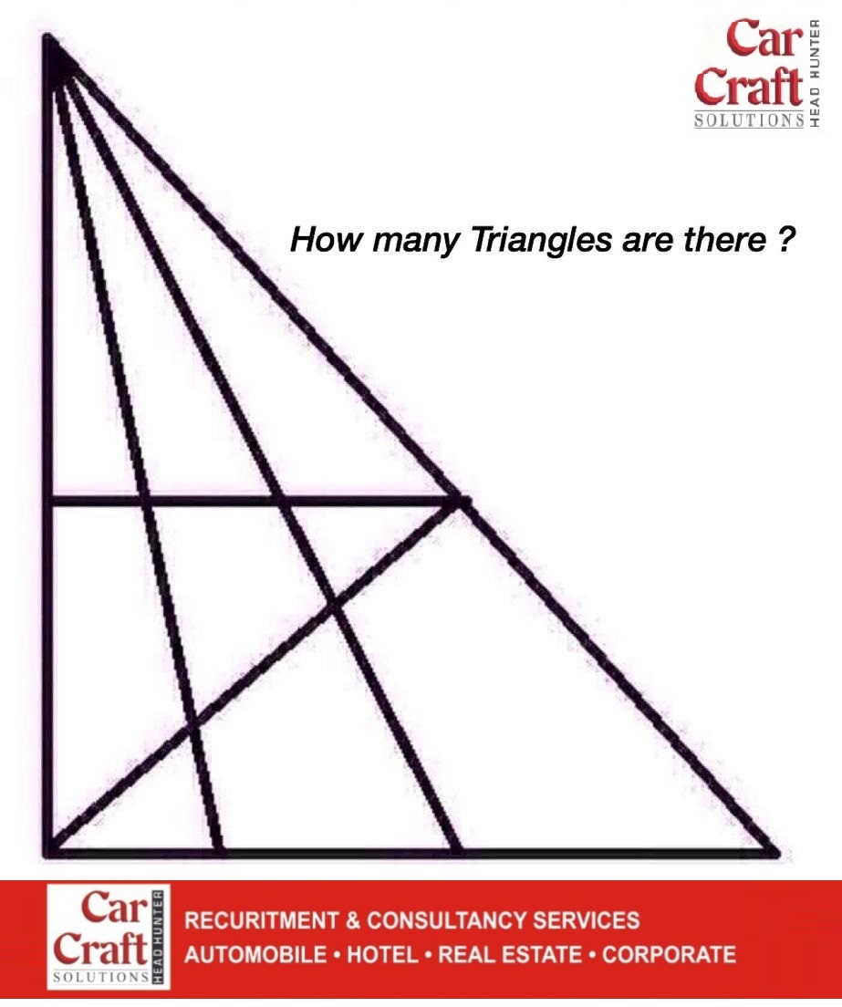 carcrafthr's tweet photo. 🔏Lockdown 2️⃣ 🧩
How many triangles can you see in this puzzle ❓
.
.
.
.
#StayHome #stayhealthy #StaySafeStayHome #FightAgainstCoronavirus #IndiaAgainstCorona #QuarantineDays #puzzle #brainstorming #lockdownindia #BreakTheChain #carcraftsolutions https://t.co/t5lIKMdu0h