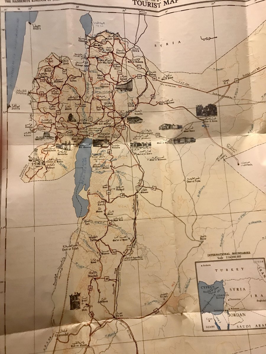 Today I should've been taking some lovely people on the 9 day  @Martin_Randall tour of Essential Jordan. Instead, here's a Then & Now virtual tour, with archival photos from the  @PalExFund supplementing my own snaps. So - with an ancient (1976) tourist map in hand, are you ready?