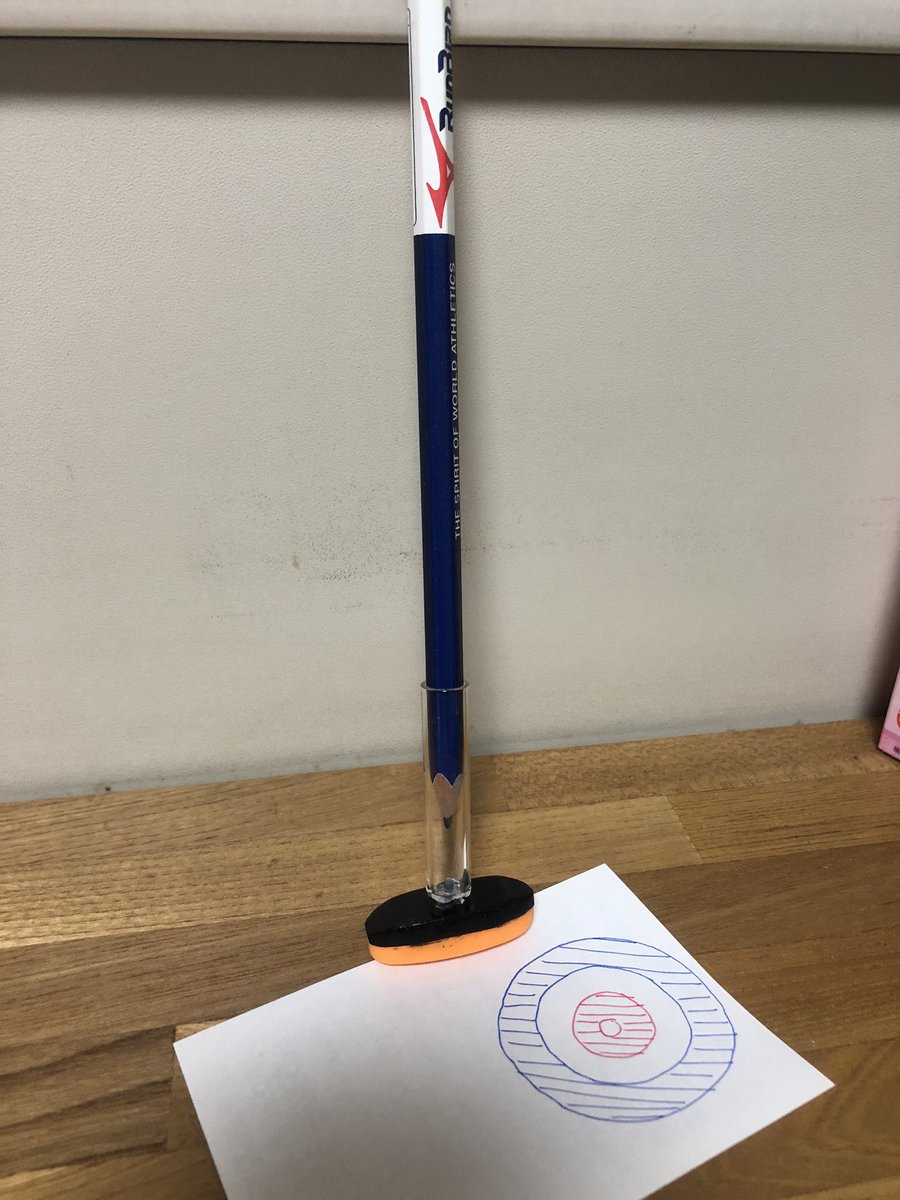 ScullingRyouta's tweet photo. カーリ��グブラシの鉛筆キャップです。360°グリングリン動きます。授業中にスイープしたくなる時にいいですよ。公式パッド(オレンジの香り付き消しゴム)です。
#カーリング #Curling https://t.co/4xZGmK2Vsw