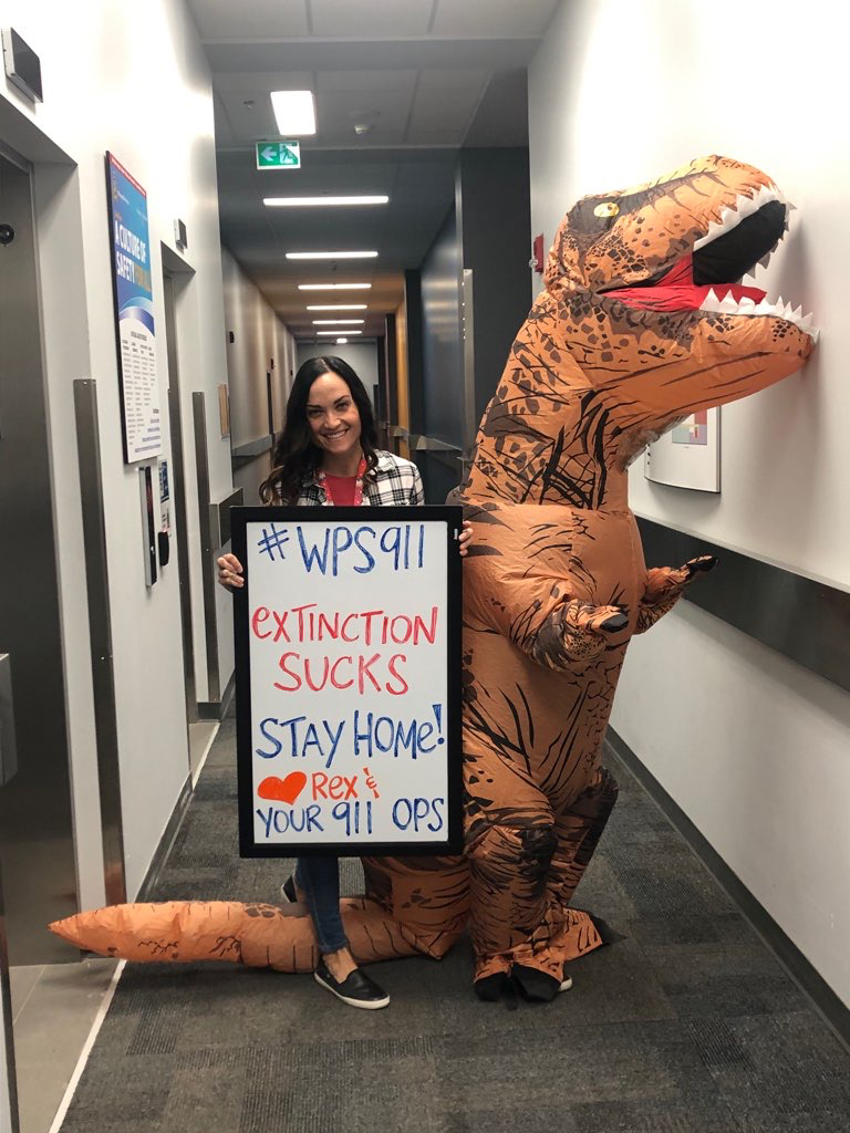 wpgpolice's tweet image. The #WPS911 Comm Centre team takes its duties very seriously. They truly care about our community - yet know how to inject a little fun into life, too. They created this reminder about the importance of social distancing. Heed their advice &amp;amp; help flatten the curve.

 #NPSTW2020