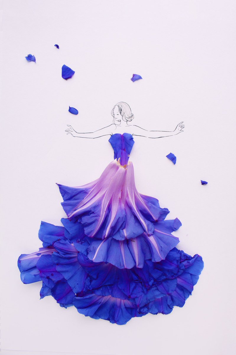 アサガオのドレス 花言葉は 愛情 約束 とても美しいグラデーションを表現す はな言葉 葉菜桜花子のイラスト