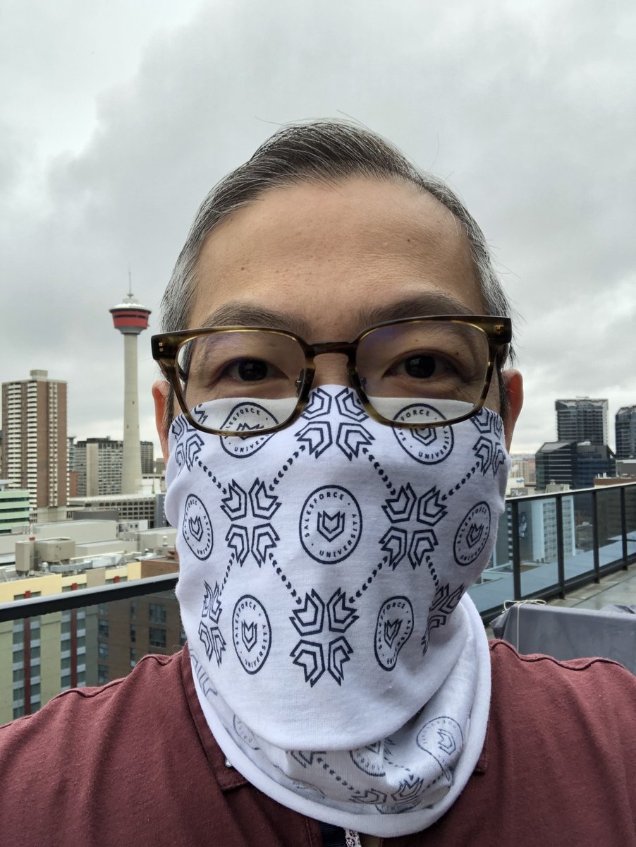 kingkoo__c's tweet photo. Leaving house for 1st time in a week, styling things up.  Who would've thought a #swag from #dreamforce a few years ago could be put to such good use! #Salesforce #Fandana #SalesforceUniversity #SalesforceU #Trailhead #Trailblazer #Trailblazers #Pandemic #ProtectYourself #Covid19 https://t.co/yPsQ7GBNr0