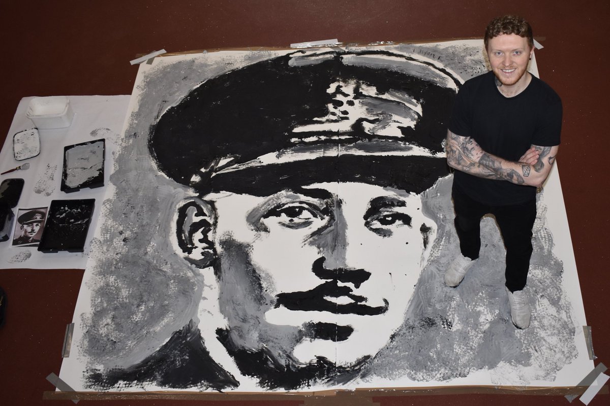 . <a href="/captaintommoore/">Captain Sir Tom Moore</a> ART by FOOTPRINTS! 👣  
My portrait of the inspirational WW2 veteran, who’s raised over 23 million pound for the NHS by walking... created by me WALKING in paint! 👣 

(VID IN PREVIOUS TWEET) 
#TomorrowWillBeAGoodDay #YoullNeverWalkAlone