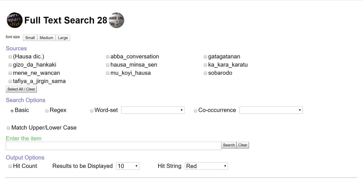 ircprobot's tweet image. &quot;Electronic Dictionary and Text Search System of Hausa&quot;
irc2010-server.aa.tufs.ac.jp/FullTextSearch…
Full-text search of input materials and vocabularies of Hausa
#Nigeria, #Benin, #Togo, #Ghana, #Hausa