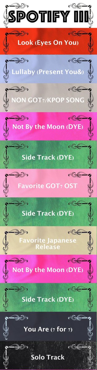 [ #GOT7_NOTBYTHEMOON Spotify PREMIUM Project]Thread.PREMIUM&FREE: Should rotate between 5 title-track focused playlists and Spotify's "This is GOT7"Here is how EACH playlist should be put together, with 3-4 sings between title trackI+II+III+IV=1 Playlist  @GOT7Official