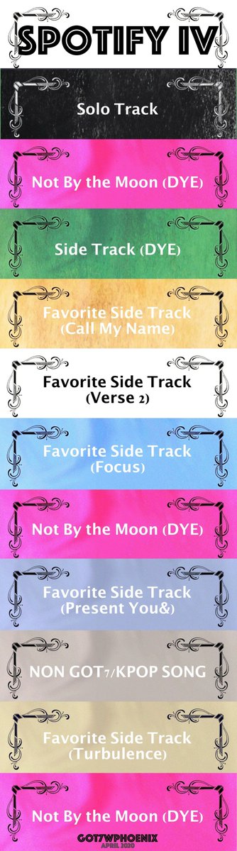 [ #GOT7_NOTBYTHEMOON Spotify PREMIUM Project]Thread.PREMIUM&FREE: Should rotate between 5 title-track focused playlists and Spotify's "This is GOT7"Here is how EACH playlist should be put together, with 3-4 sings between title trackI+II+III+IV=1 Playlist  @GOT7Official