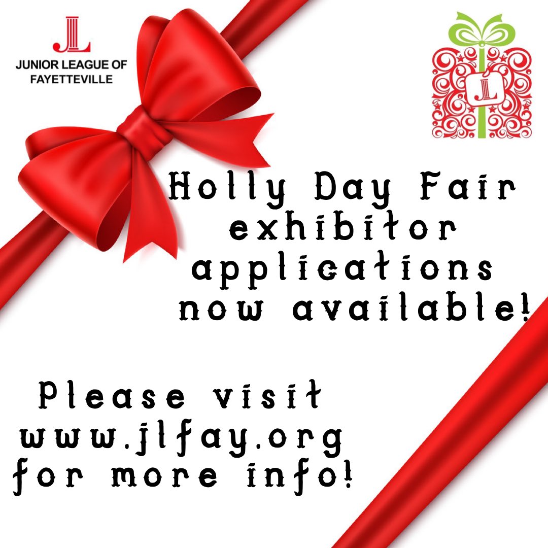 We are excited to announce our Holly Day Fair exhibitor application is now available at jlfay.org. If you’re interested in being a vendor or know of someone who is, please fill out an application to join us at this year’s show! #hollydayfair2020