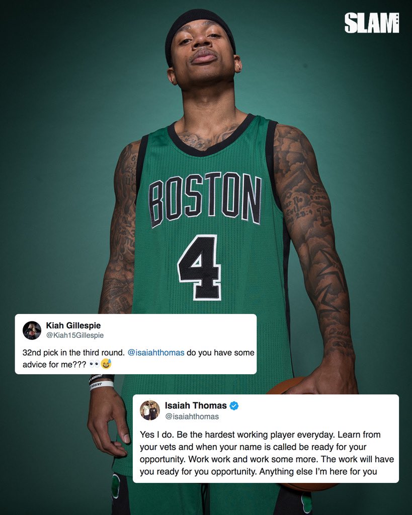 SLAMonline's tweet image. Seek advice from those before you. Salute to IT for his words to Kiah Gillespie, the 32nd pick in the 2020 WNBA Draft. 

📷: @atibaphoto