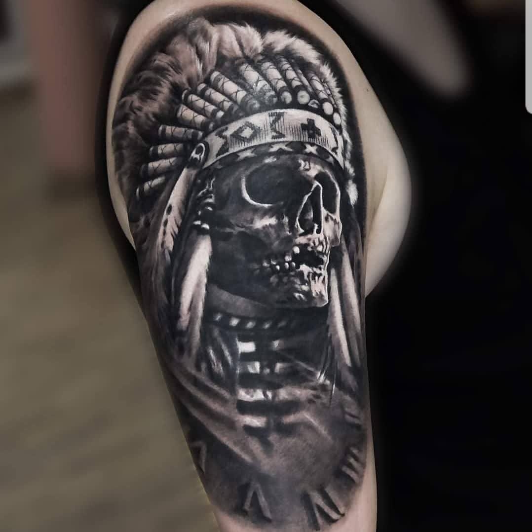 High End Tattoo  Skull statue of liberty half sleeve on the arm Done by  Matthew McClelland  Facebook