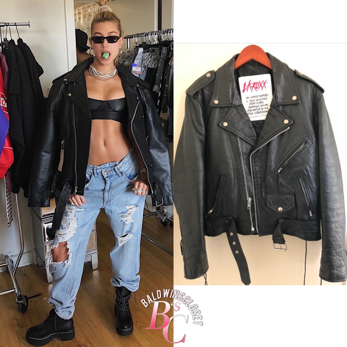 Hailey Bieber Coachella Valley Music and Arts Festival Leather Jacket