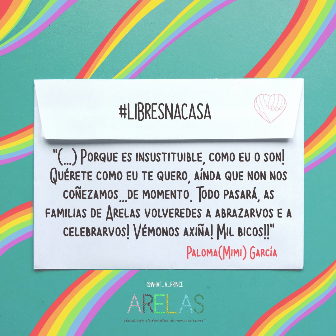 ARELAS_Afmt's tweet photo. Las familias de #Arelas hacemos un llamamiento a las familias de menores LGTBI+ para que reconozcan su derecho a ser y amar libremente. No hacerlo supone un sufrimiento que se traduce en un auténtico maltrato psicológico. Dejar que vuestrxs hijxs puedan ser #Libresencasa https://t.co/r2qBAdxbf2