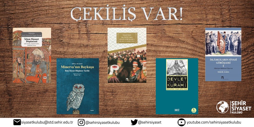 Her hafta farklı bir alana yönelik yapacağımız kitap çekilişi serisi başlıyor.

Aşağıdaki "Siyaset Düşüncesi" setini çekilişi kazanan 1 kişiye hediye ediyoruz. 

Çekilişe katılmak için hesabımızı takip edip bu tweet'i RT'lemeniz yeterli. 

25 Nisan saat 20.00'da sona erecektir.
