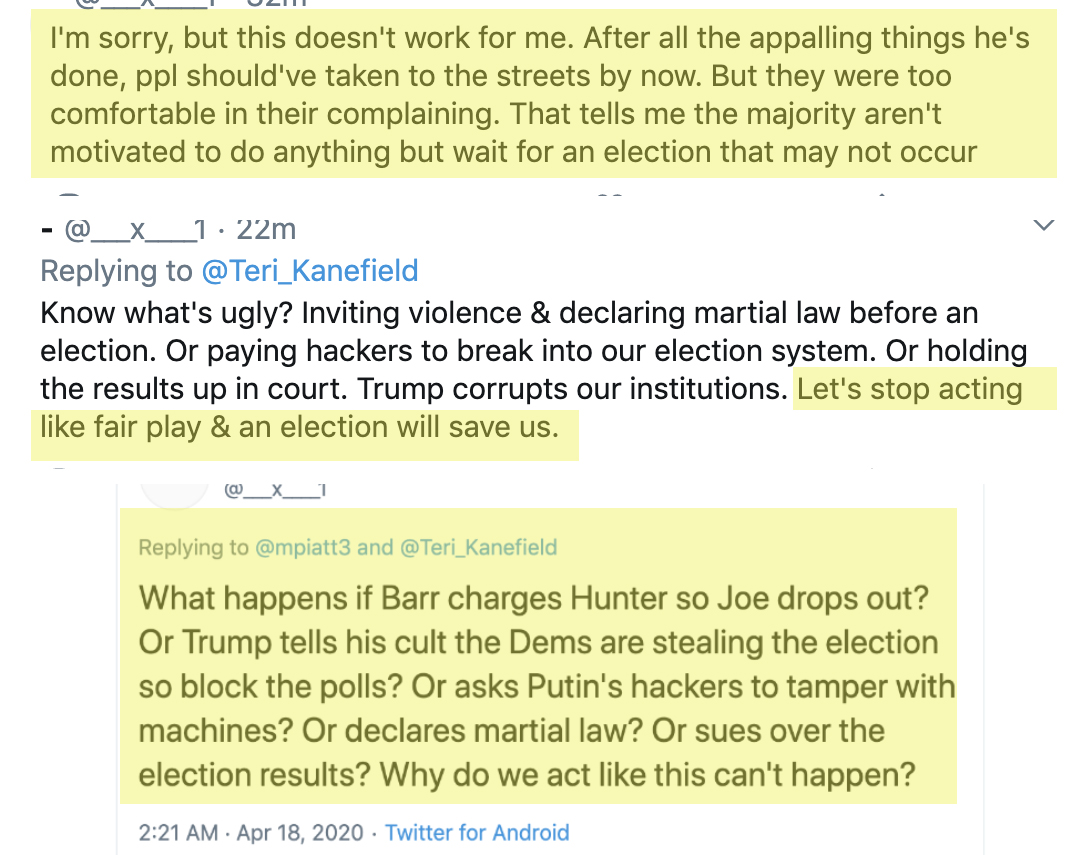13/ Chaos agents want you to abandon democracy by persuading you that it’s already dead. This also requires ignoring facts (like Wisconsin and the midterms)They make arguments intended to rile you: “Trump has faced no consequences! The Democrats are doing nothing!"