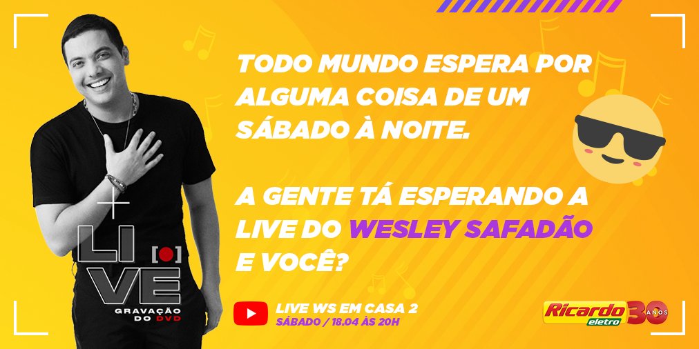 Qual a melhor pedida para esse sabadão? Claro que é o Safadão! 😎🎤 🎶  Já estamos com o ar condicionado no 15 e a TV no volume mais alto para curtir essa LIVE! E vocês já estão se preparando?

#SafadaoEletro #FicaEmCasa