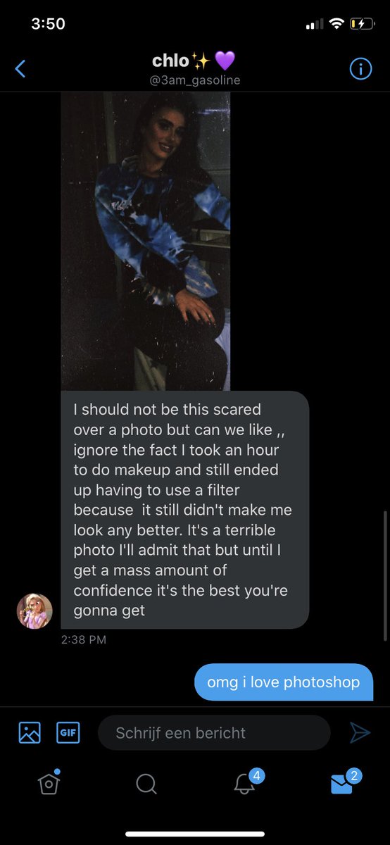 So.... she tells me she's gonna make herself look decent (meaning using photoshop to get a manic hoodie on a random girl) and send me this