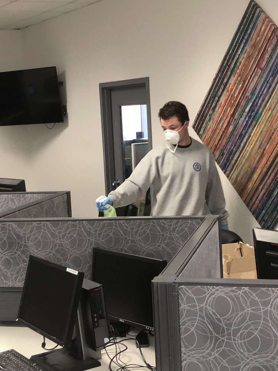 tlaird_expivia's tweet photo. For the safety of all our employees. Erie Restoration came to Expivia for a deep Covid-19 clean today. 
#callcenter #expivia #deepclean https://t.co/ybVsvDezbi