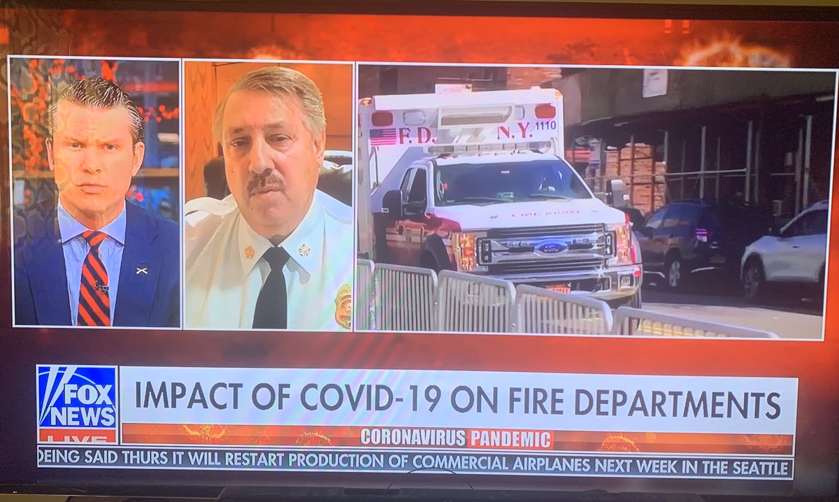 ChiefGaryLudwig's tweet photo. Honored as @IAFC President to be on Fox and Friends this morning as we continue to fight to keep our nation’s fire firefighters &amp; paramedics protected in this #coronavirus war. @foxandfriends  @FoxNews @STATter911 @BillyGoldfeder https://t.co/EJufZD3f66