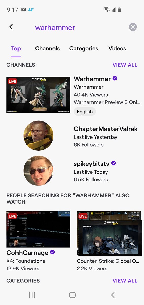 Alchosaurus's tweet photo. HA!! The Warhammer channel has 40k viewers RN https://t.co/hcRmzL9nC1