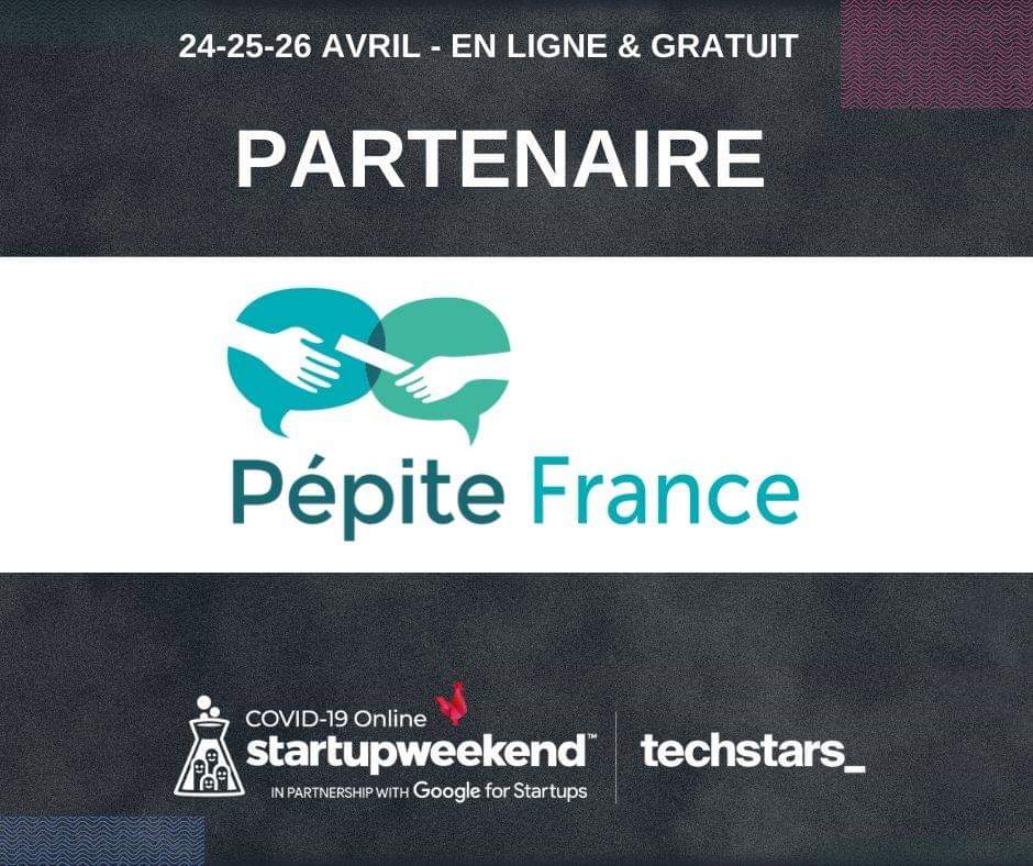 Merci à <a href="/PepiteFrance/">Pépite France</a>, le premier réseau d'étudiants-entrepreneurs de soutenir le #Covid19StartupWeekend 👏

Rappel 🚨 l'événement est ouvert à tous.tes, quelque soit votre parcours !

Plus d'infos ➡️ bit.ly/StartupWeekend…

#Covid_19 #StartupsVsCovid19