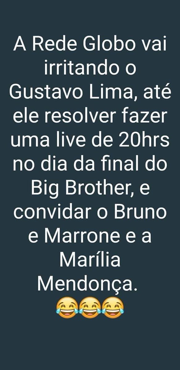 Crigastein's tweet photo. Alô alô embaixador @gusttavo_lima bora fazer mais uma caridade pra população brasileira? 😂😂😂
#gusttavolima #butecoemcasa2 #ContigoGL #brunoemarrone #MariliaMendonca
@brunodobem https://t.co/VKTbKUoB4q