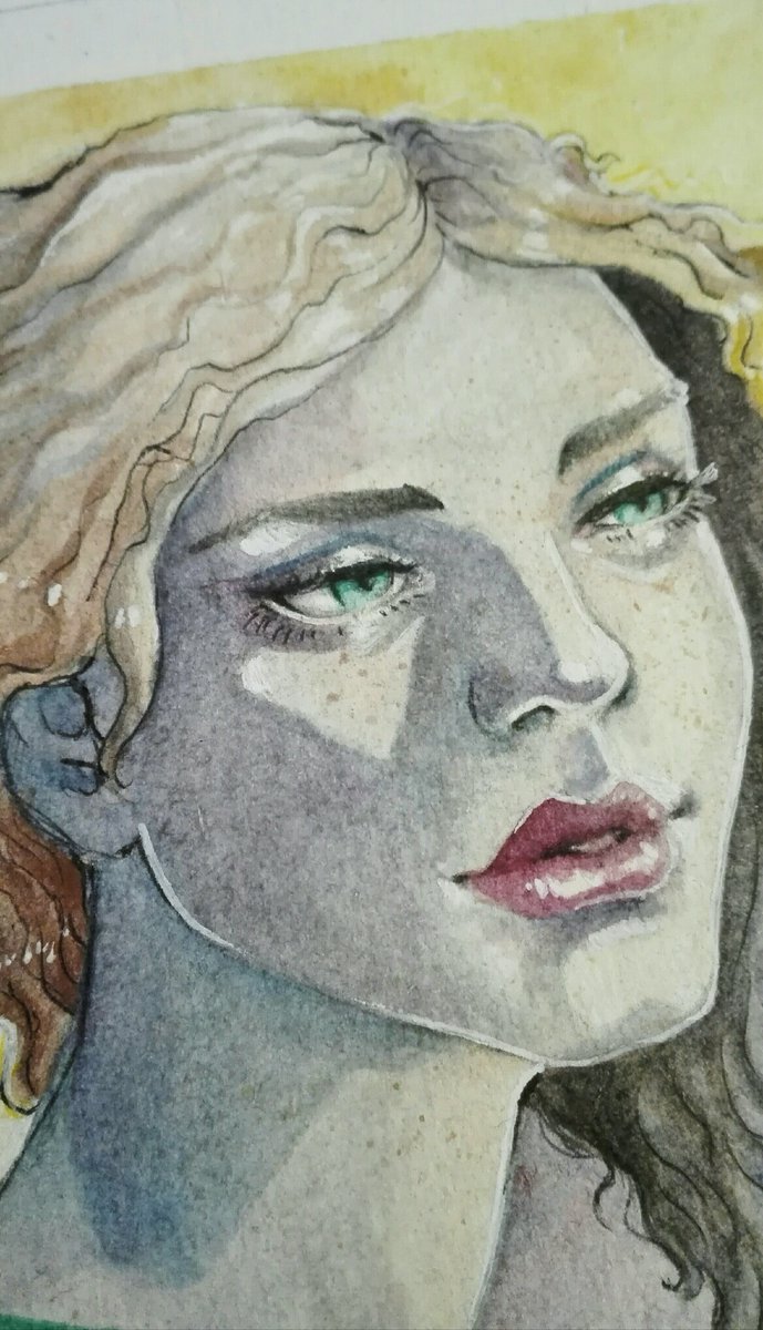 HanePatata's tweet photo. 🎨Second #WATERCOLOR portrait! :) 
😅FUCK YE. My neck hurts BUT WE'VE GOT IT.
👇Reference on the comments 👇

#portrait #watercolors #art #artwork #traiditionalart #twitch #twitchtv https://t.co/NrzQ0vqCpX