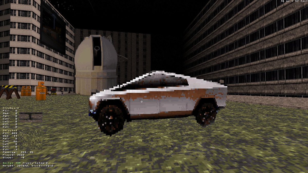 duke_unreal's tweet photo. An a improvement on the #CyberTruck of #Tesla 3D model/Voxel to #DukeNukem #3D. #BuildEngine #Voxel
#slab6 #Poly2Vox - Softwares by: Ken Silverman.
#3DRealms
This poly and voxel modeled by me. https://t.co/qB7ozEqmaZ