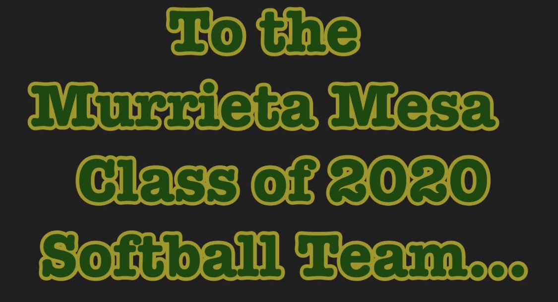 In honor of our 2020 MMHS Softball Seniors. This is for you. We love you &amp; we will never forget you. 

Love,

Coach Tony, Coach Ham, Coach Jay, Coach Stefan, Coach Howard, Coach Venegas, Ms. Pop, and the past &amp; current MMHS  Varsity Softball Lady Rams. 

youtu.be/DJtVE-NKx8Q