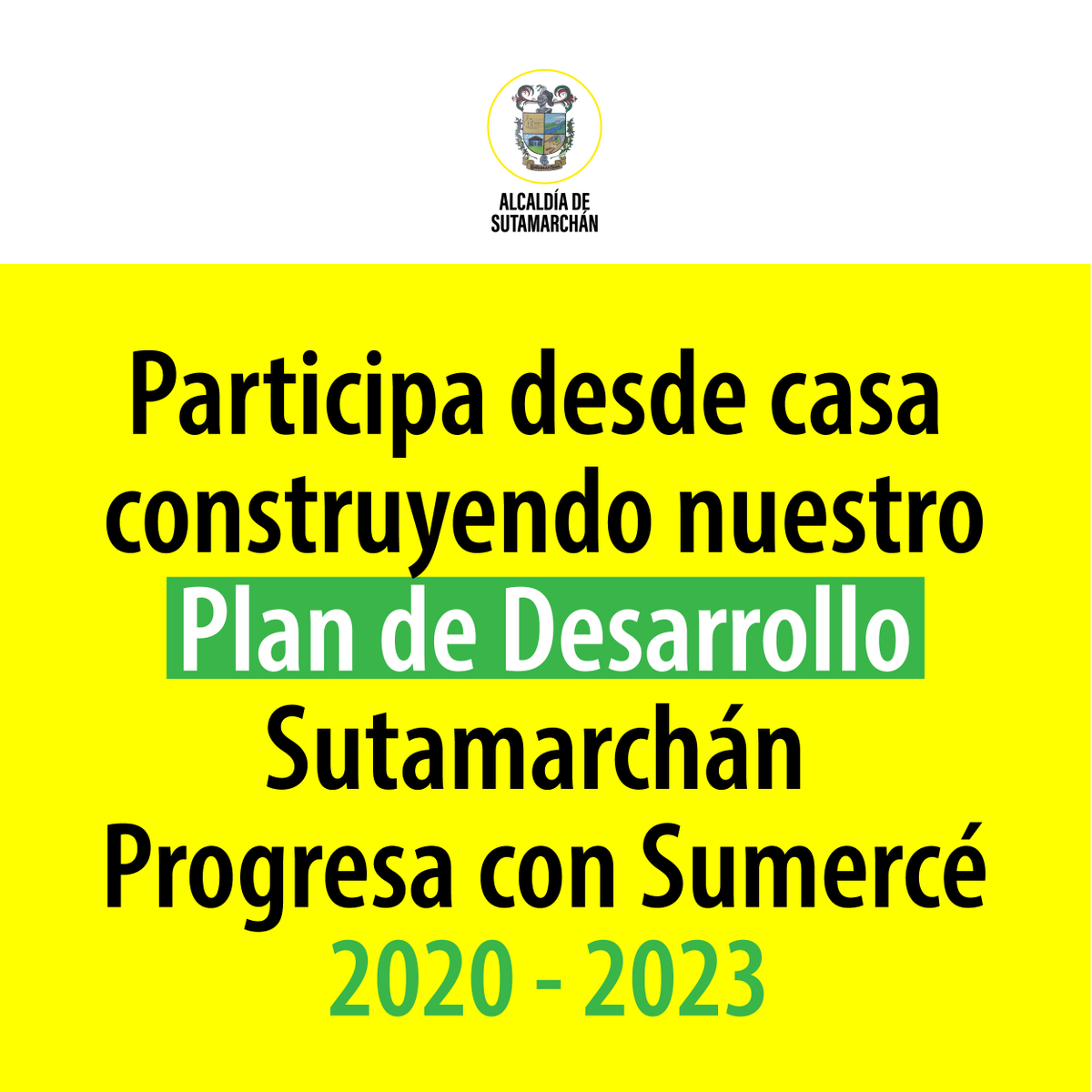 Sutamarchán Progresa con Sumercé 2020 - 2023, dadas las circunstancias por las que pasamos en estos momentos, participe con sus ideas, opiniones y observaciones, son de gran ayuda para poder construir el Plan de Desarrollo. Participa desde casa:
🔵➡️ forms.gle/MX1me9RDaA7FB3…