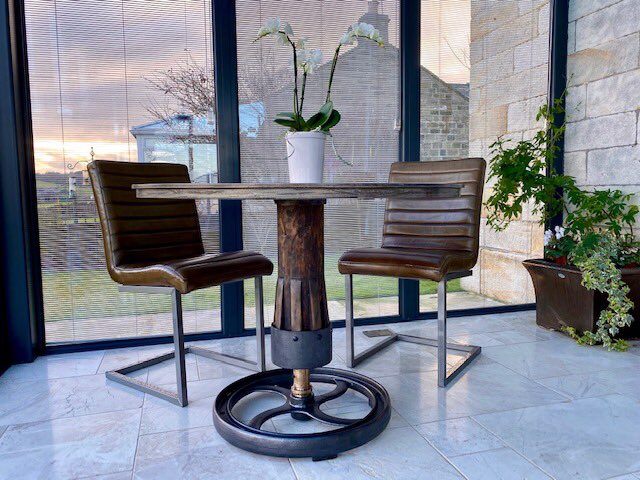BeyaFontenay's tweet photo. One of our latest commissions - bespoke vintage industrial dining table, photographed in situ! 
#rustic #vintageindustrial #diningtable #reclaimed #vintage #bespoke #asfairs https://t.co/YWUYddlQGc