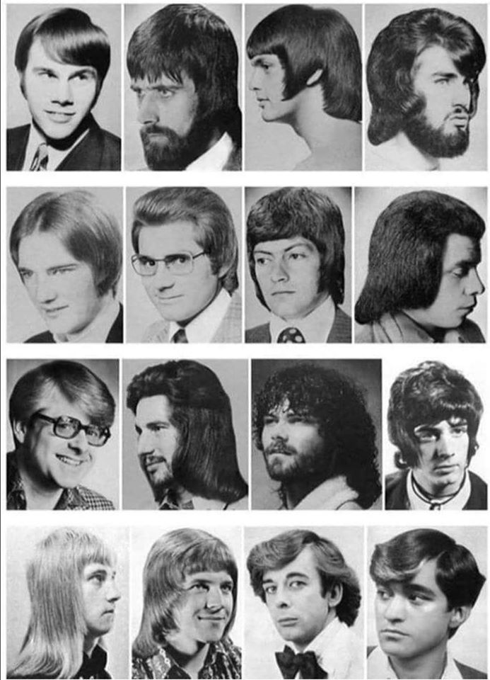 JTillx's tweet photo. Cheer up ! Haircuts were not better in the seventies although there was no confinement and men didn't have to cut their own hair  😉😄 https://t.co/ombagQ29LI