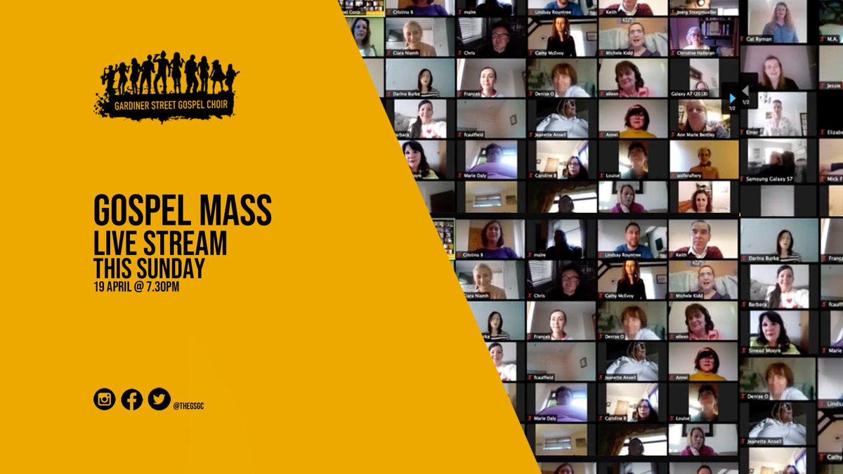 We’re back for another online Gospel Mass this Sunday.  Head over to our Facebook page for full details on how to join.  Don’t forget your dancing shoes 👏 #GSGC #Covid_19 #Mass #VirtualMass #Ireland